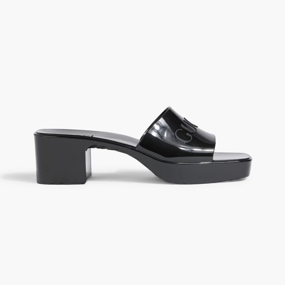 Gucci Rubber Logo Platform Slide Black Size 41 -
